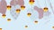 Multiple heart eyes face emojis floating against hanging heart shape decorations