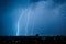 Multiple lightning bolts above Bucharest