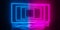 Multiple modern futuristic abstract blue, red and pink neon glowing light rectangles frames rotated in dark room background with