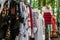 Multiple profile of romanian traditional costumes on mannequins