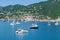 Multiple sailboats in the Caribbean at St. Thomas US Virgin Islands