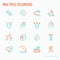 Multiple sclerosis thin line icons set