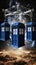 Multiple TARDIS, from Doctor Who, space-time machine, blue police phone call box, Generative AI