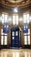 Multiple TARDIS, from Doctor Who, space-time machine, blue police phone call box, Generative AI