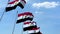 Multiple waving flags of Egypt against the blue sky. 3D rendering