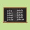 Multiplication table. Number two row on school chalk board. Educational illustration for kids