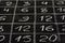 Multiplication table on school blackboard