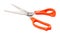 multipurpose scissors with orange handle isolated on white background with clipping path