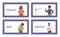 Multiracial Characters Showing Refusal or Stop Gesture Landing Page Template Set. People Expressing Negative Emotions