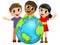 Multiracial Children kids earth isolated