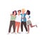 Multiracial community flat color vector faceless characters