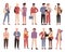 Multiracial community of students concept flat vector illustration character set