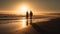 A multiracial couple enjoying a sunset on the beach created with Generative AI