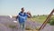 Multiracial couple having fun in lavender field