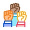 Multiracial fists icon vector outline illustration