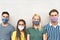 Multiracial friends wearing face mask for preventing and stop corona virus spread