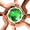 Multiracial Hands Around the Earth Globe