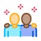 Multiracial human friends icon vector outline illustration