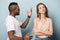 Multiracial millennial couple fight having relationships problems