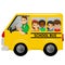 Multiracial school kids riding a schoolbus