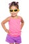 Multiracial small girl wearing yellow sunglasse