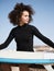 Multiracial surfer young woman portrait