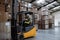 Multiracial warehouse worker driving forklift. Warehouse worker preparing products for shipmennt, delivery, checking