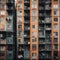 A multistory apartment building with many balconies.