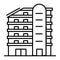 Multistory house thin line icon. Building vector illustration isolated on white. Residential flats outline style design