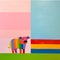 Multistripe Pig: Colorful Minimalist Artwork For Nursery Room