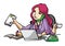 Multitasking Female Office Worker Color Illustration Design