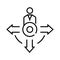 Multitasking position line icon, concept sign, outline vector illustration, linear symbol.