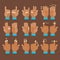 Multitouch gesture hands icons set