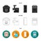 Multivarka, refrigerator, meat grinder, gas stove.Household set collection icons in black,flat,outline style vector