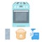 Multivarka, refrigerator, meat grinder, gas stove.Household set collection icons in cartoon style vector symbol stock