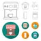 Multivarka, refrigerator, meat grinder, gas stove.Household set collection icons in outline,flat style vector symbol