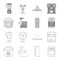 Multivarka, refrigerator, meat grinder, gas stove.Household set collection icons in outline,monochrome style vector