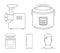 Multivarka, refrigerator, meat grinder, gas stove.Household set collection icons in outline style vector symbol stock