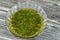 Mulukhiyah, also known as molokhia, molohiya or ewedu, a dish made from the leaves of Corchorus olitorius, commonly known in