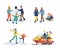 Mum and Dad with Kids Set of Activities Vector