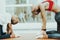 Mum And Daughter Training Stretch. Heel Touch.