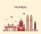 Mumbai City skyline vector illustration line art