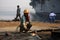 Mumbai/India - 23/11/14 - Ship Breaker Gas Cutter demolishing part of INS Vikrant in Darukhana Ship Breaking Yard