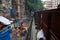Mumbai,India,August-23-2019:Homeless people living in temperory shanties in south Mumbai. Migrants and road construction labourers