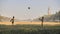 Mumbai, India - December 17, 2018: Children throw the ball to each other at Oval Maidan in Mumbai. India.