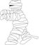 Mummy illustration with bandages unravelling