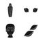 Mummy of the pharaoh, eyes and other web icon in black style. man`s appearance, pasta icons in set collection.