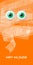 Mummy s big shiny green eyes. Funny Halloween background vertical web banner. Can be used for greeting card, invitation, poster,