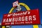Muncie - Circa March 2017: Legacy McDonald`s Hamburger Sign with Speedee. This Sign was Installed in 1956 and Restored in 2013 IX