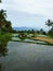 Munduk middle of Bali rice field with water reflect early morning hike